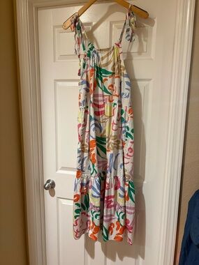GAP Multicolor Abstract Print Tie-Strap Maxi Dress